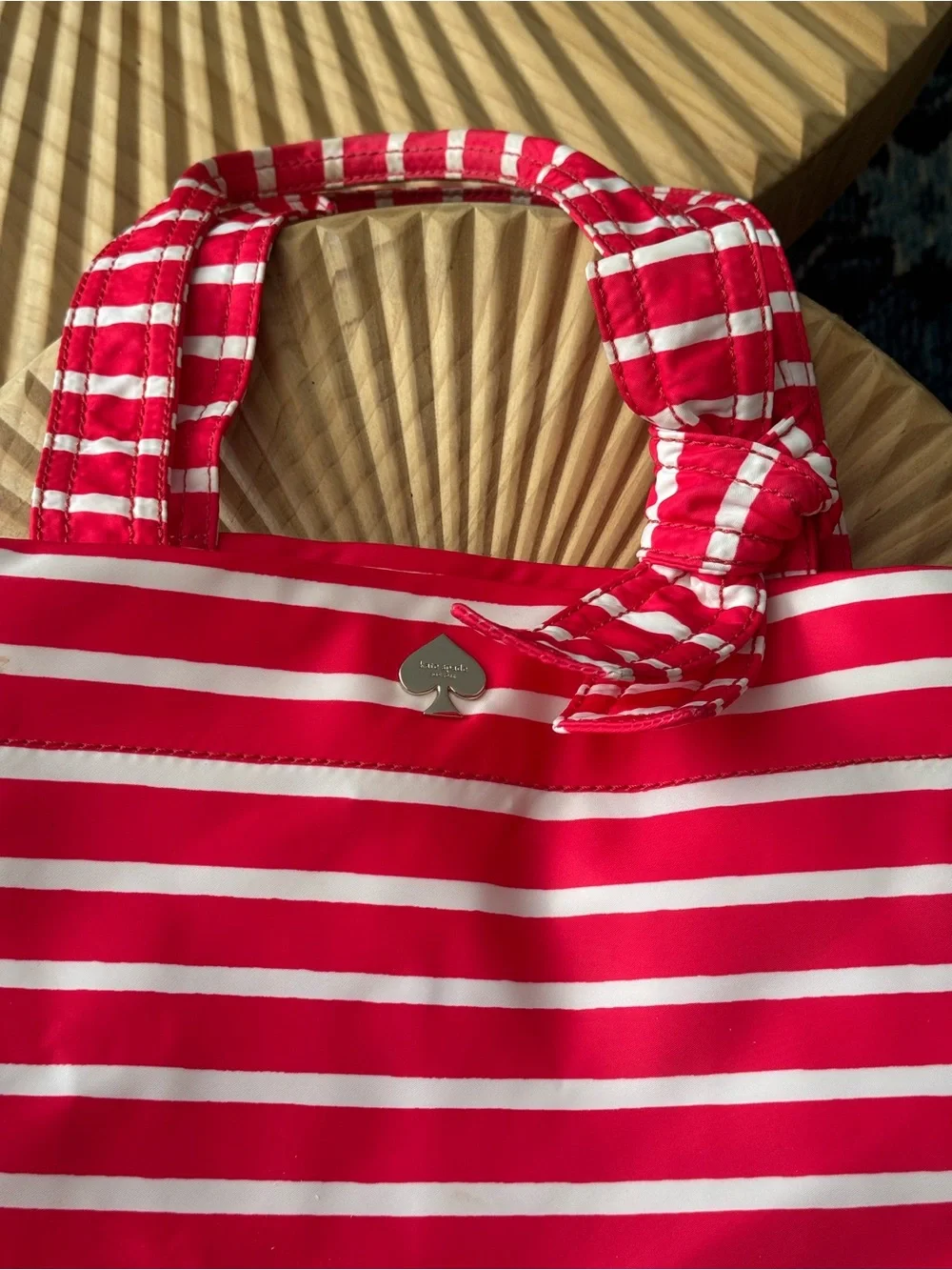 Kate Spade Flatiron Maryanne Striped Tote Geranium Red White